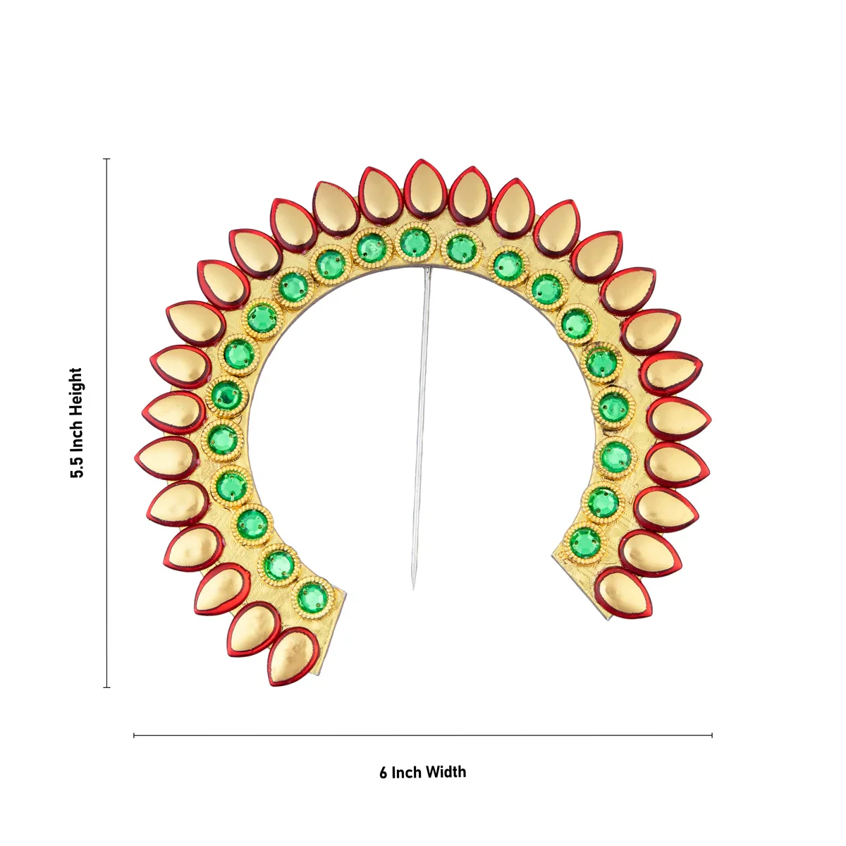 Hair Arch - 5.5 x 6 Inches | Stone Arch/ Hair Accessory/ Multicoloured Stone Jewellery for Deity - Image 3