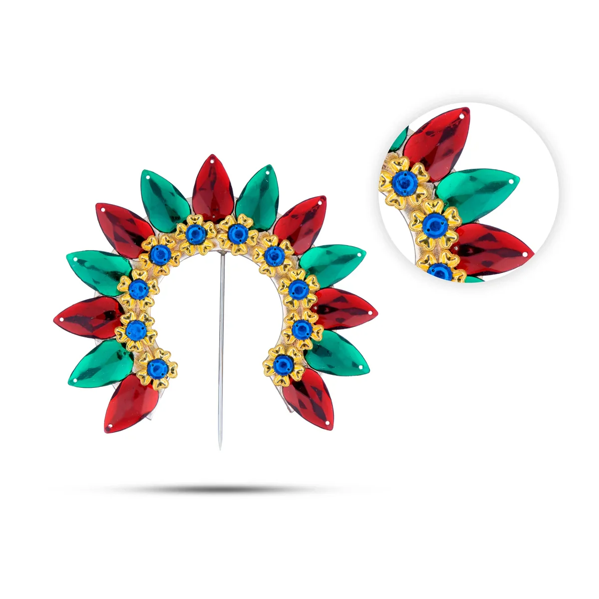 Hair Arch - 5 x 5 Inches | Hair Accessory/ Varalakshmi Decor/ Multicolour Stone Jewellery for Deity - Image 2
