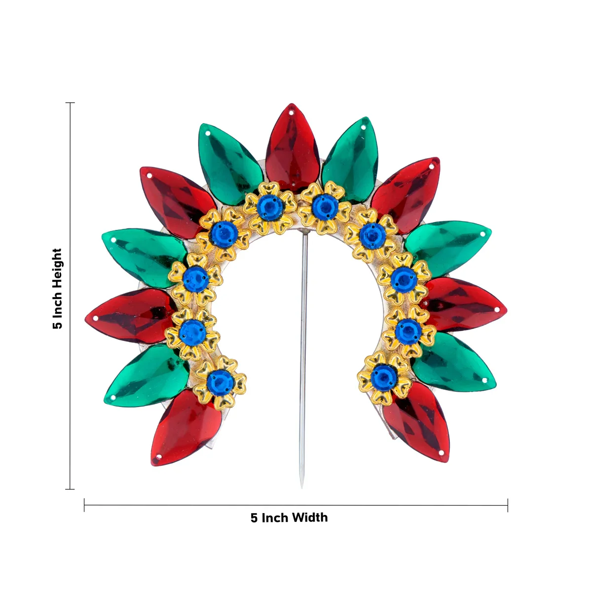 Hair Arch - 5 x 5 Inches | Hair Accessory/ Varalakshmi Decor/ Multicolour Stone Jewellery for Deity - Image 4