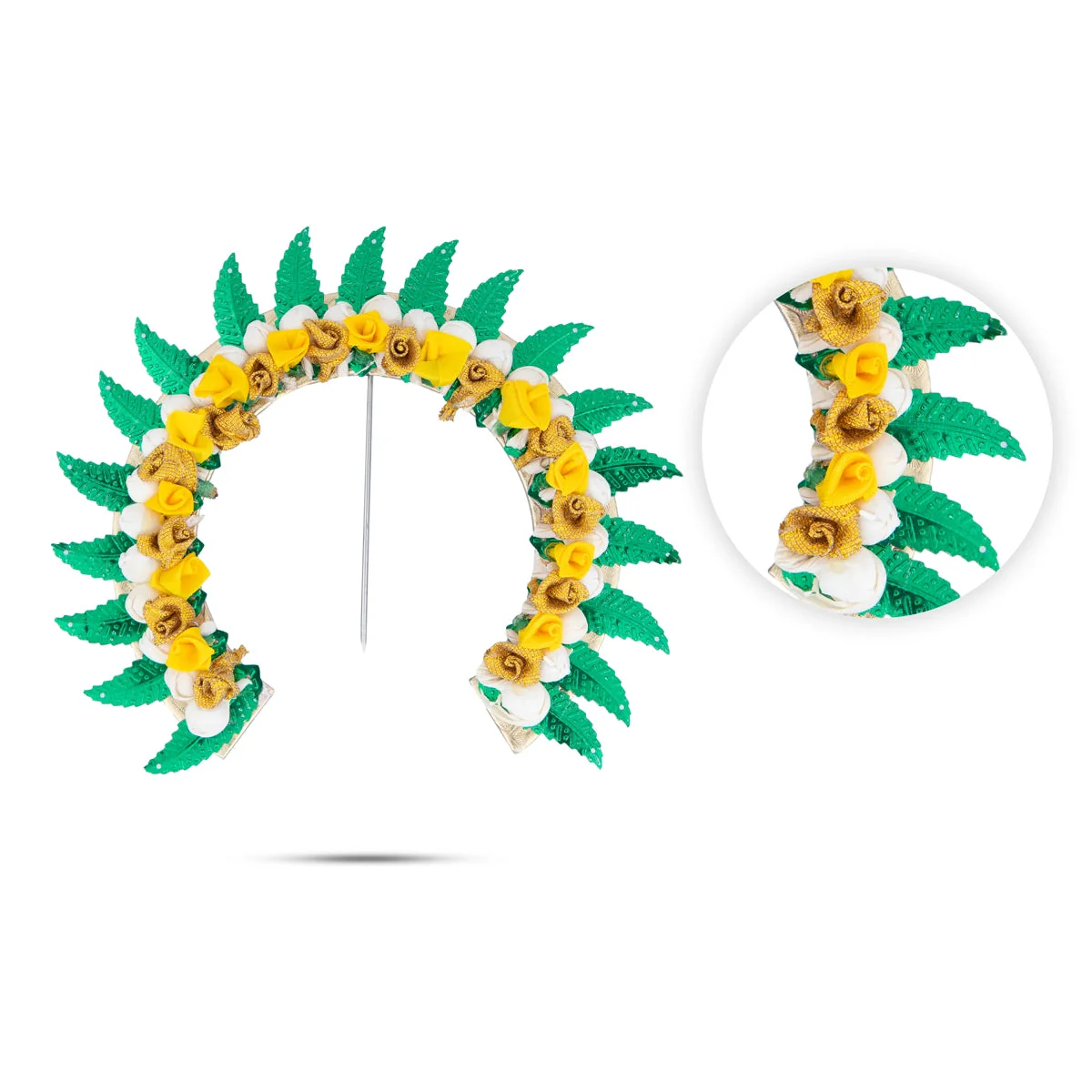 Hair Arch - 6.5 x 7 Inches | Malli Design Artificial Flower Arch/ Hair Accessory for Deity - Image 2