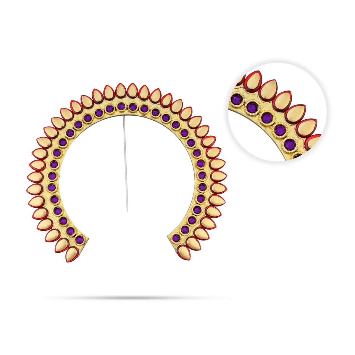 Hair Arch - 7.5 x 8 Inches | Stone Arch/ Hair Accessory/ Multicolour Stone Jewellery for Deity - Image 2