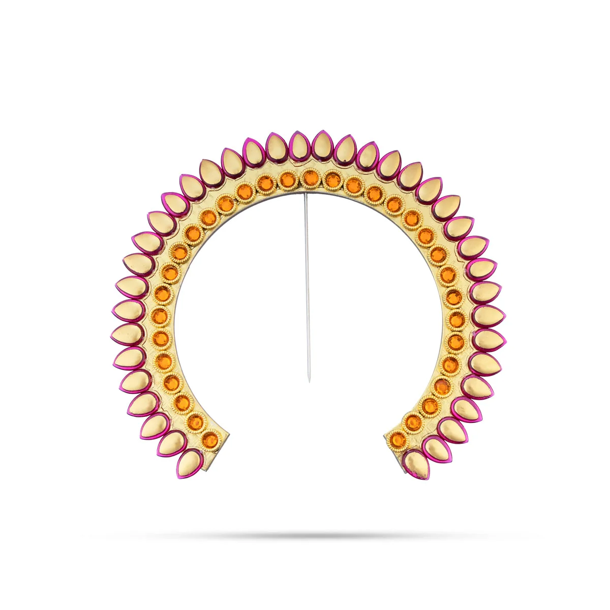 Hair Arch - 7.5 x 8 Inches | Stone Arch/ Hair Accessory/ Multicolour Stone Jewellery for Deity - Image 3