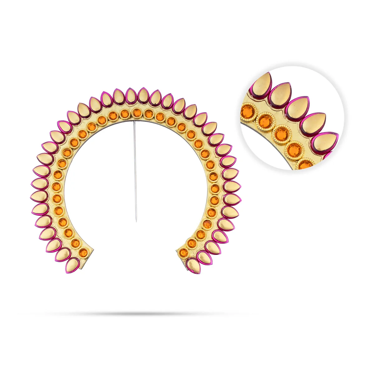Hair Arch - 7.5 x 8 Inches | Stone Arch/ Hair Accessory/ Multicolour Stone Jewellery for Deity - Image 4