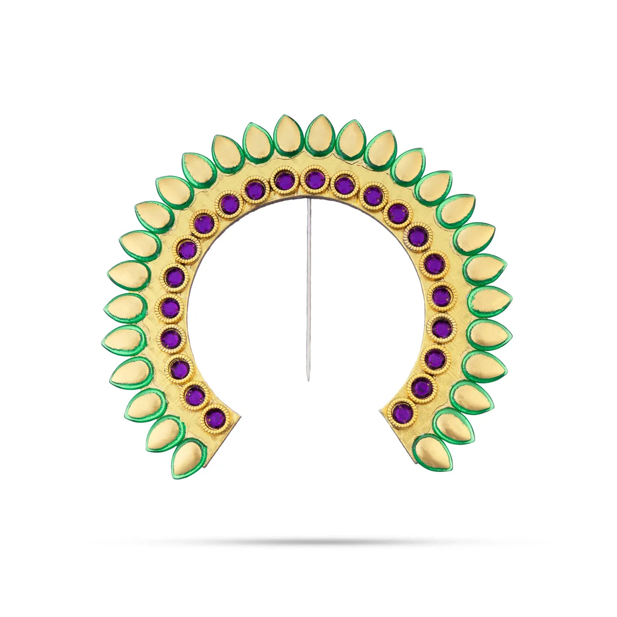 Hair Arch - 7.5 x 8 Inches | Stone Arch/ Hair Accessory/ Multicolour Stone Jewellery for Deity - Image 5