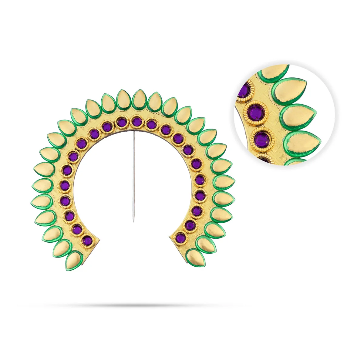 Hair Arch - 7.5 x 8 Inches | Stone Arch/ Hair Accessory/ Multicolour Stone Jewellery for Deity - Image 6
