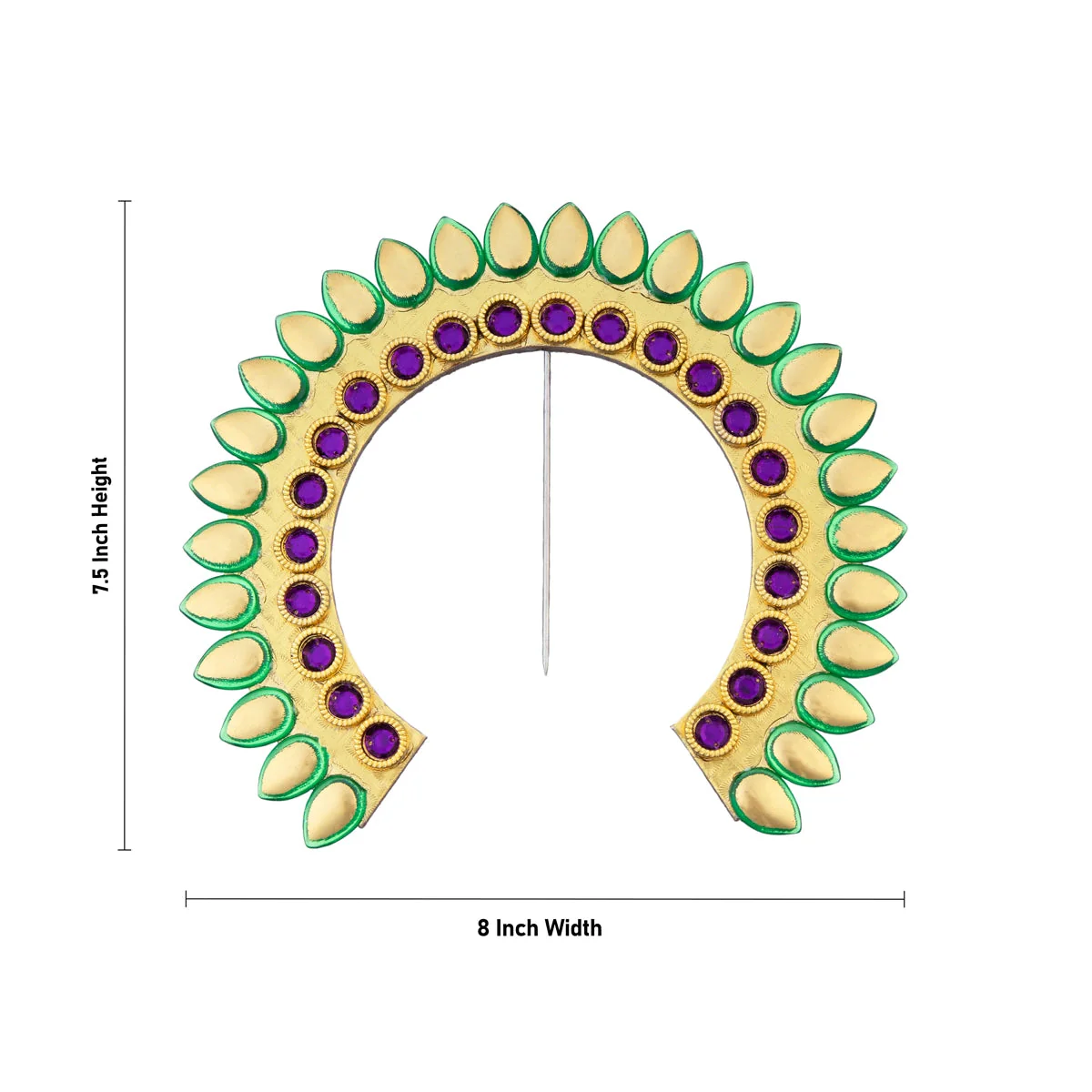 Hair Arch - 7.5 x 8 Inches | Stone Arch/ Hair Accessory/ Multicolour Stone Jewellery for Deity - Image 7