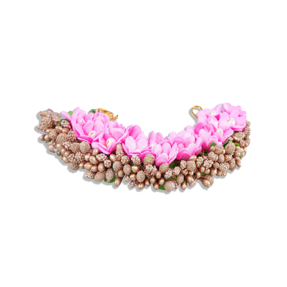 Hair Artificial Flower - 4 x 5 Inches | Hair Accessories/ Golden Veni Artificial Flower for Deity Decor - Image 2