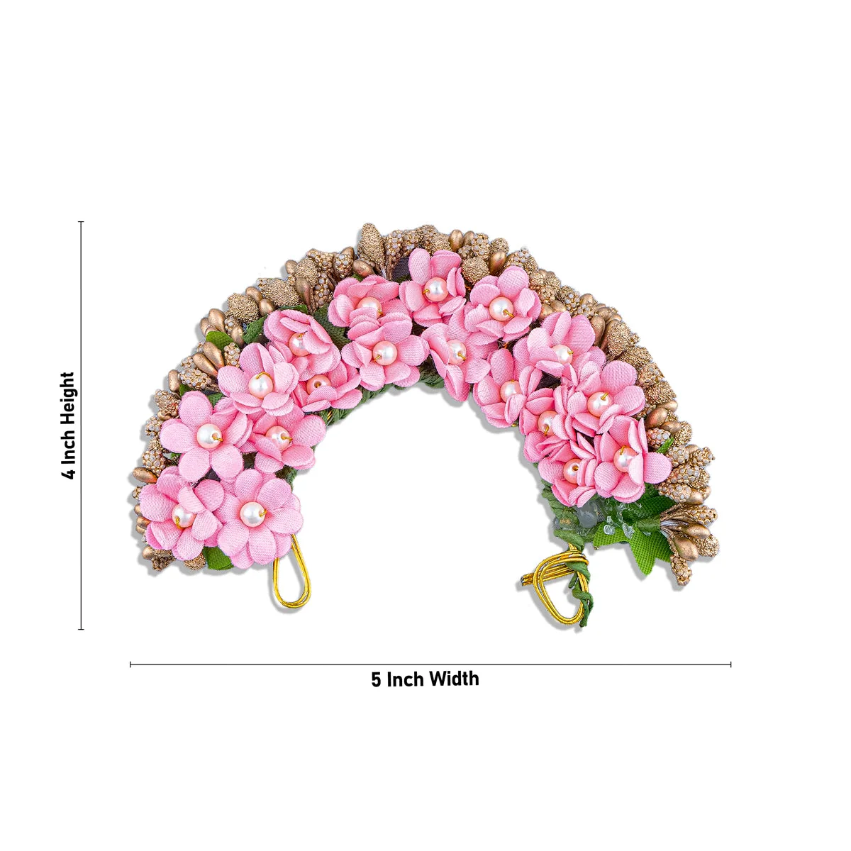 Hair Artificial Flower - 4 x 5 Inches | Hair Accessories/ Golden Veni Artificial Flower for Deity Decor - Image 4