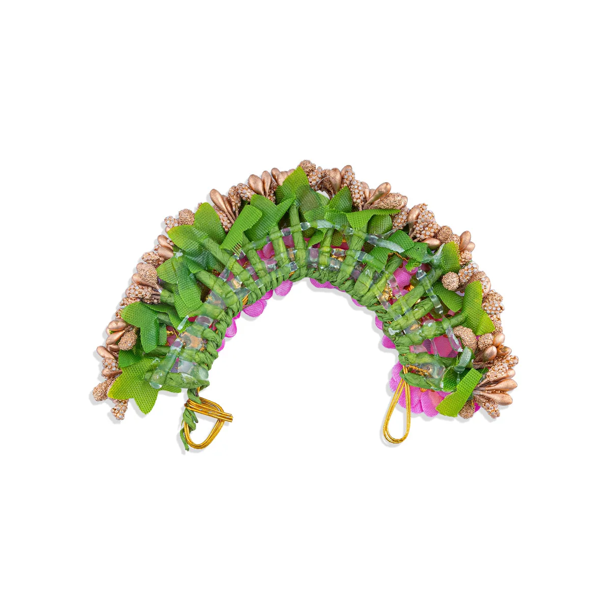 Hair Artificial Flower - 4 x 5 Inches | Hair Accessories/ Golden Veni Artificial Flower for Deity Decor - Image 5