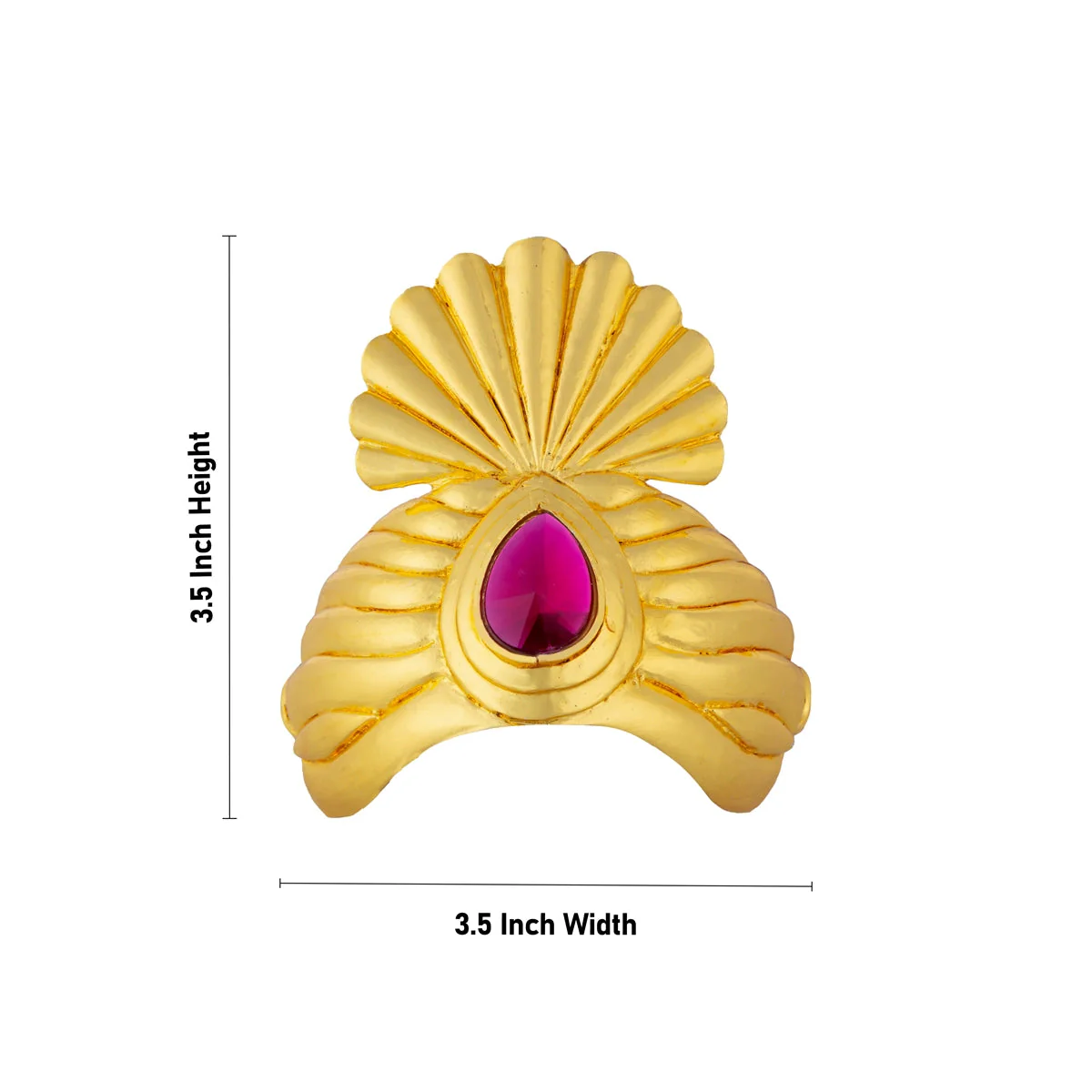 Half Crown - 3.5 X 3.5 Inches | Gold Polish Mukut/ Single Stone Kireedam/ Kiridam For Deity Decoration - Image 2