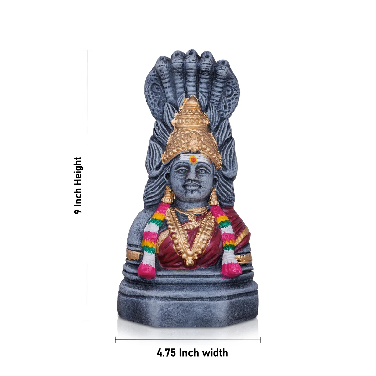 Half Karumariamman Statue Clay Golu Bommai - 9 X 4.75 Inches | Giri Golu Doll/ Navaratri Gombe/ Navratri Decor - Image 3
