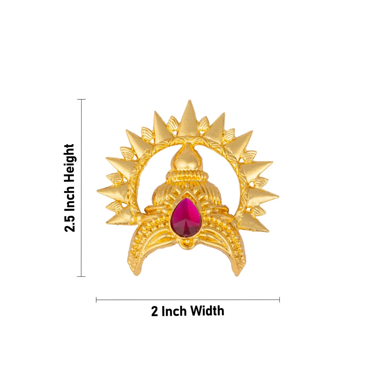 Half Kireedam With Arch - 2.5 X 2 Inches | Gold Polish Half Kiridam/ Half Crown/ Mukut For Deity Decoration - Image 2