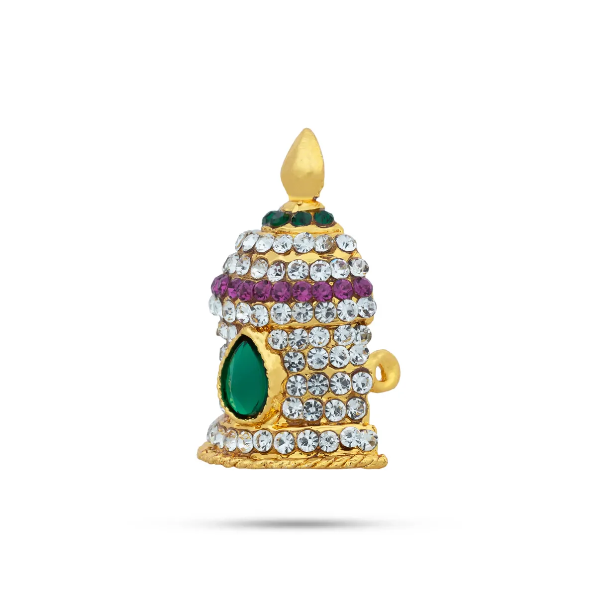 Half Stone Crown – 1.5 x 1 Inches | Multicolour Stone Kireedam/ Kiridam/ Mukut for Deity - Image 2