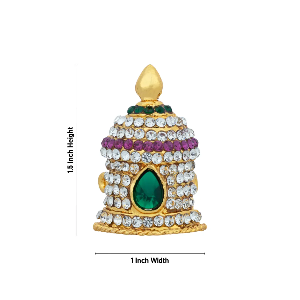 Half Stone Crown – 1.5 x 1 Inches | Multicolour Stone Kireedam/ Kiridam/ Mukut for Deity - Image 4