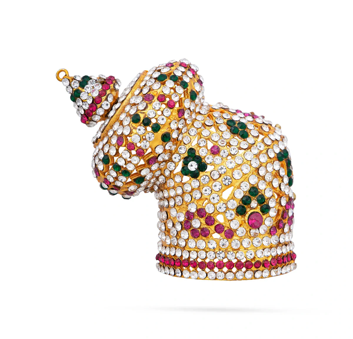 Half Stone Crown - 3 x 2 Inches | Andal Kiridam/ Mukut/ Multicolour Stone Kireedam for Deity Decor - Image 3