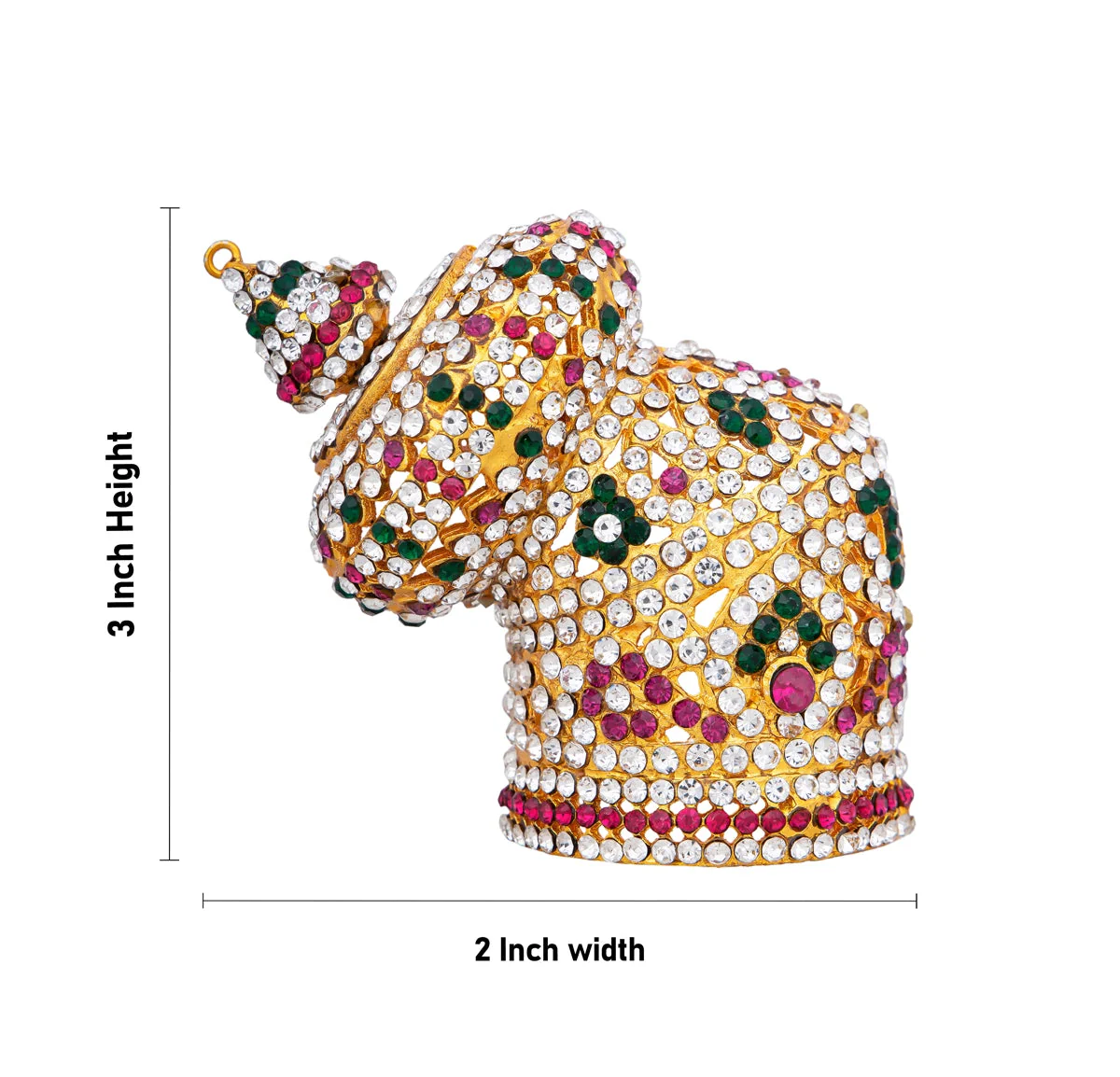 Half Stone Crown - 3 x 2 Inches | Andal Kiridam/ Mukut/ Multicolour Stone Kireedam for Deity Decor - Image 5