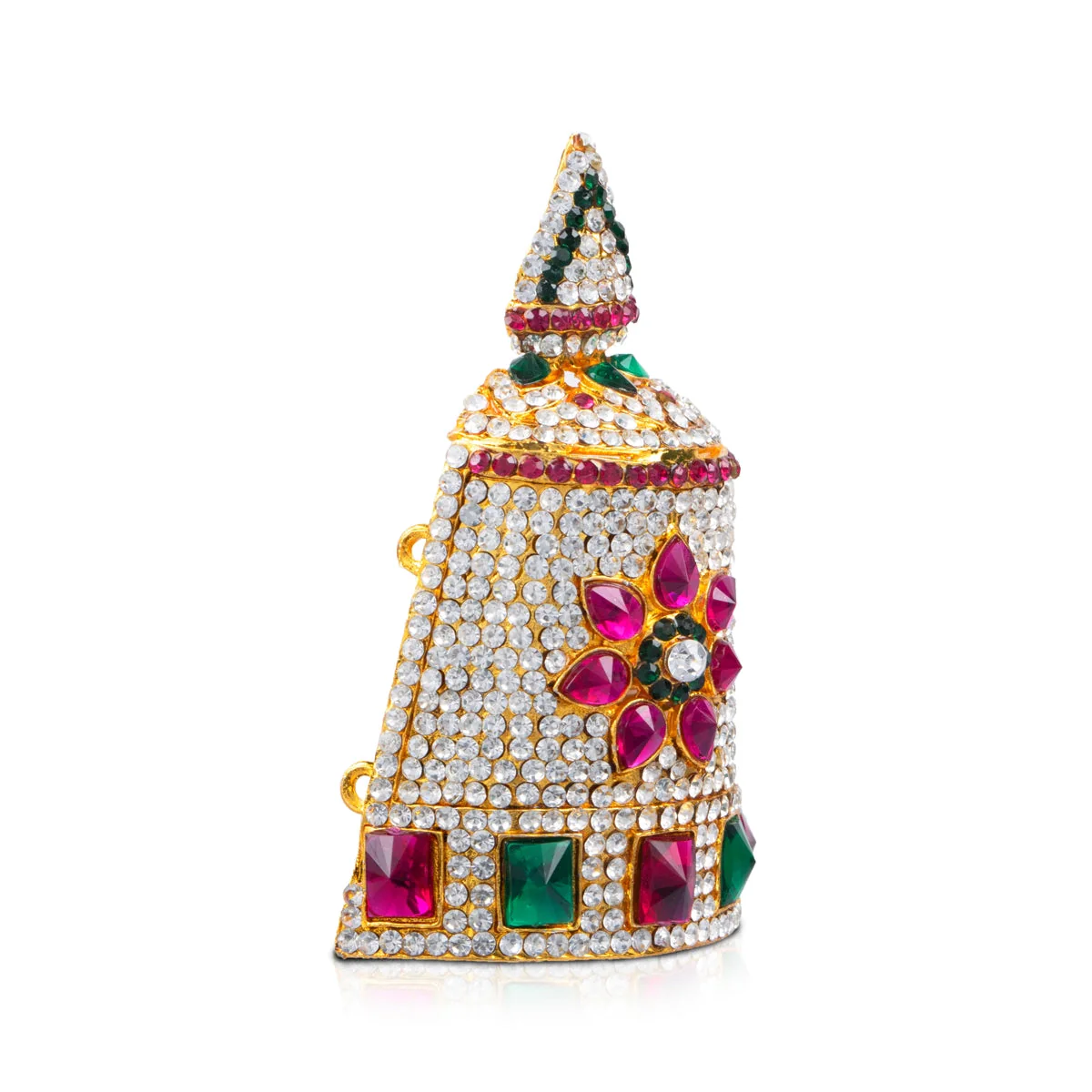 Half Stone Crown - 4 x 2.25 Inches | Kireedam/ Kiridam/ Multicolour Stone Mukut for Deity Decor - Image 2