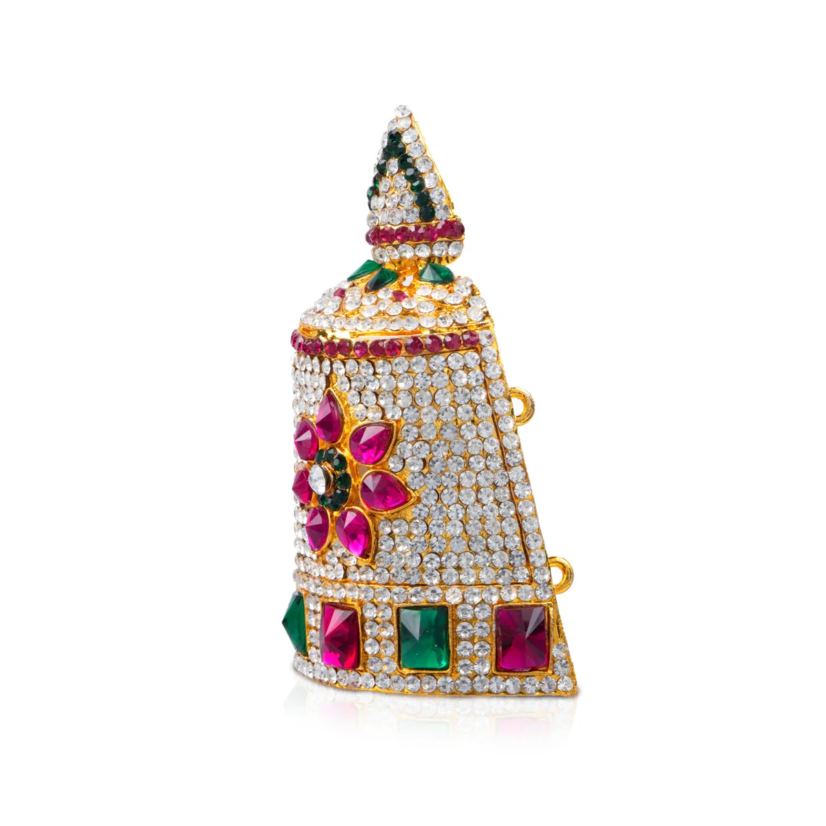 Half Stone Crown - 4 x 2.25 Inches | Kireedam/ Kiridam/ Multicolour Stone Mukut for Deity Decor - Image 3
