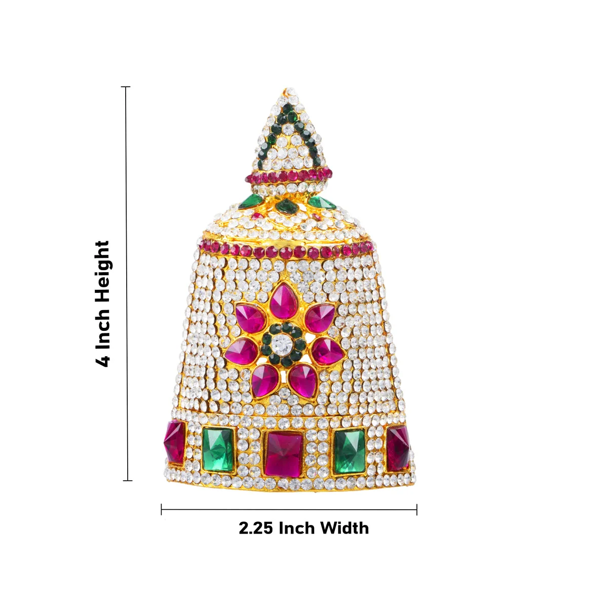 Half Stone Crown - 4 x 2.25 Inches | Kireedam/ Kiridam/ Multicolour Stone Mukut for Deity Decor - Image 5