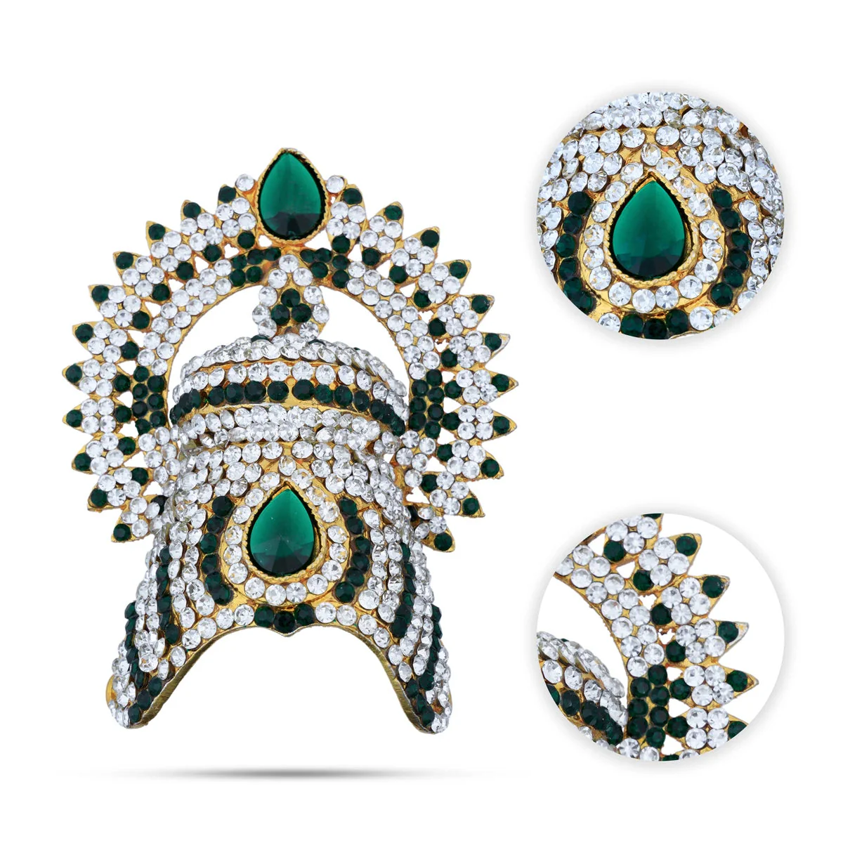 Half Stone Crown With Arch - 3.5 x 2.5 Inches | Kireedam/ Kiridam/ Mukut for Deity Decor - Image 2
