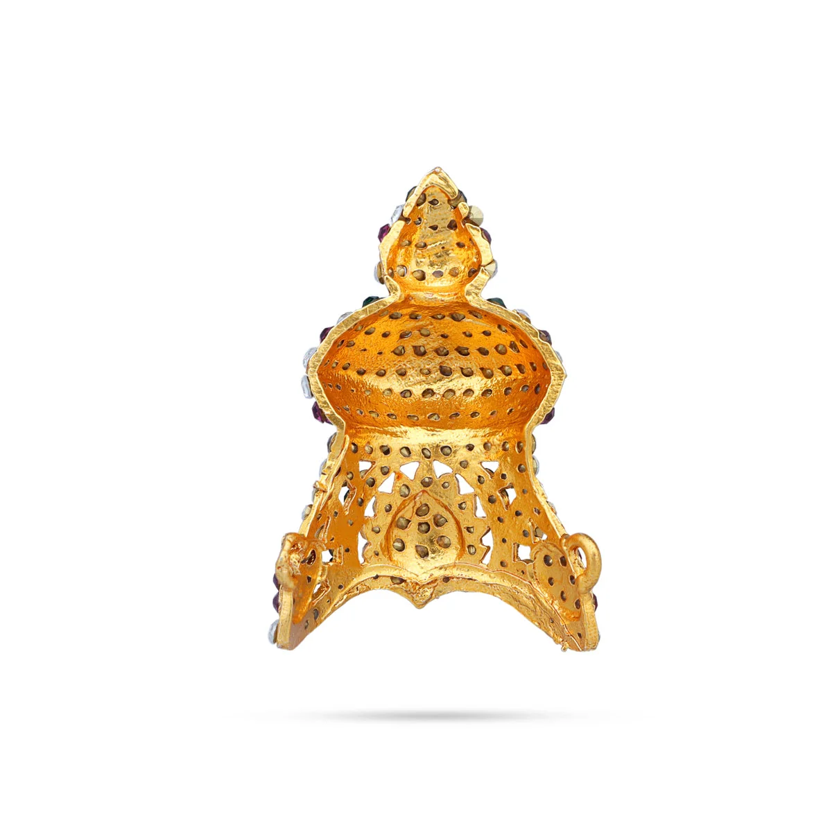 Half Stone Kireedam - 2.75 X 1.5 Inches | Multicolour Stone Mukut/ Half Kiridam/ Half Crown For Deity - Image 4
