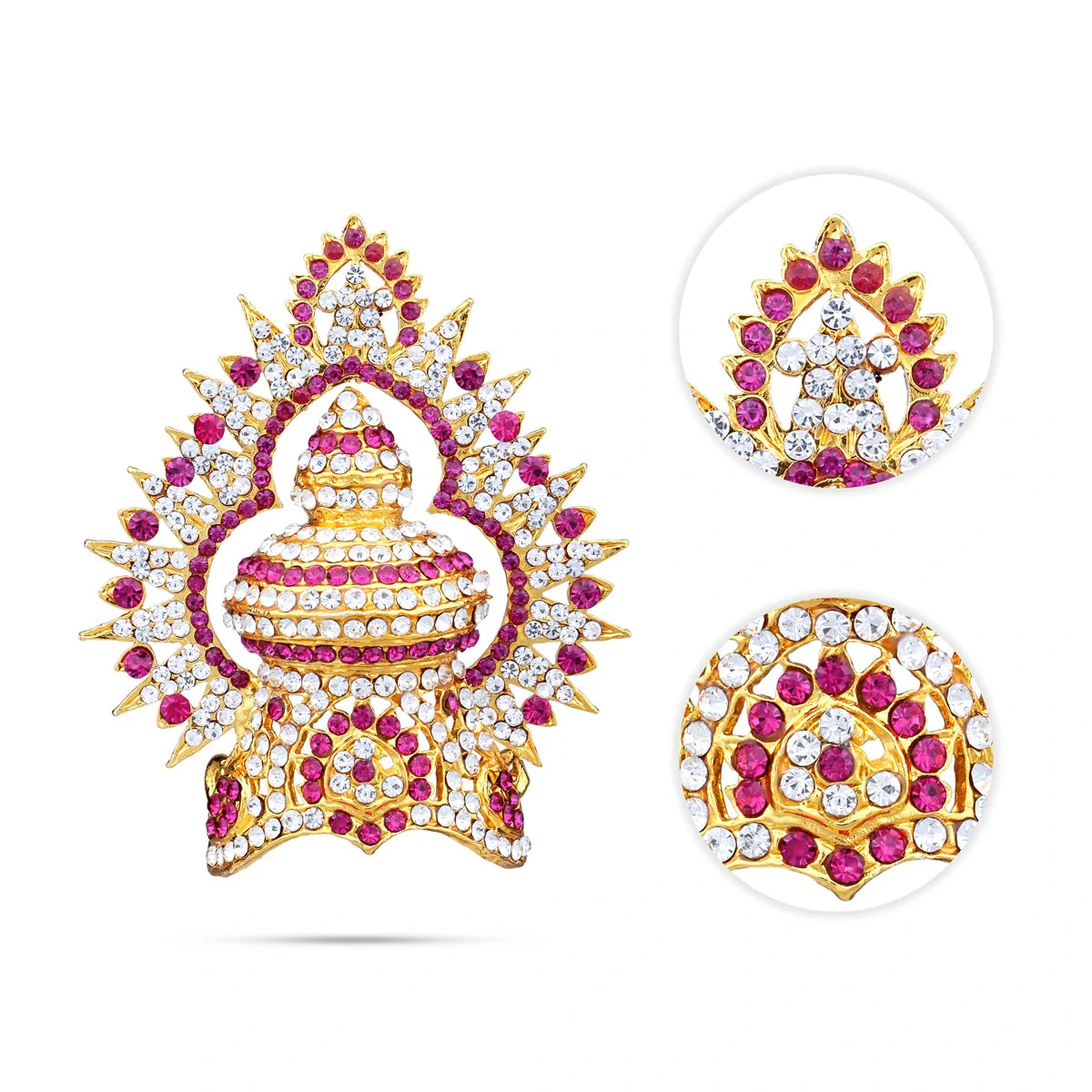 Half Stone Kireedam With Arch - 3.5 X 2.5 Inches | Stone Mukut/ Kiridam/ Half Crown For Deity Decor - Image 2