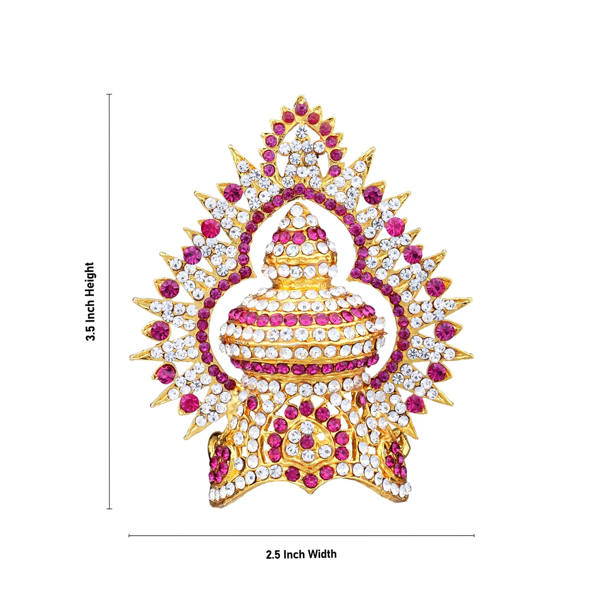 Half Stone Kireedam With Arch - 3.5 X 2.5 Inches | Stone Mukut/ Kiridam/ Half Crown For Deity Decor - Image 5