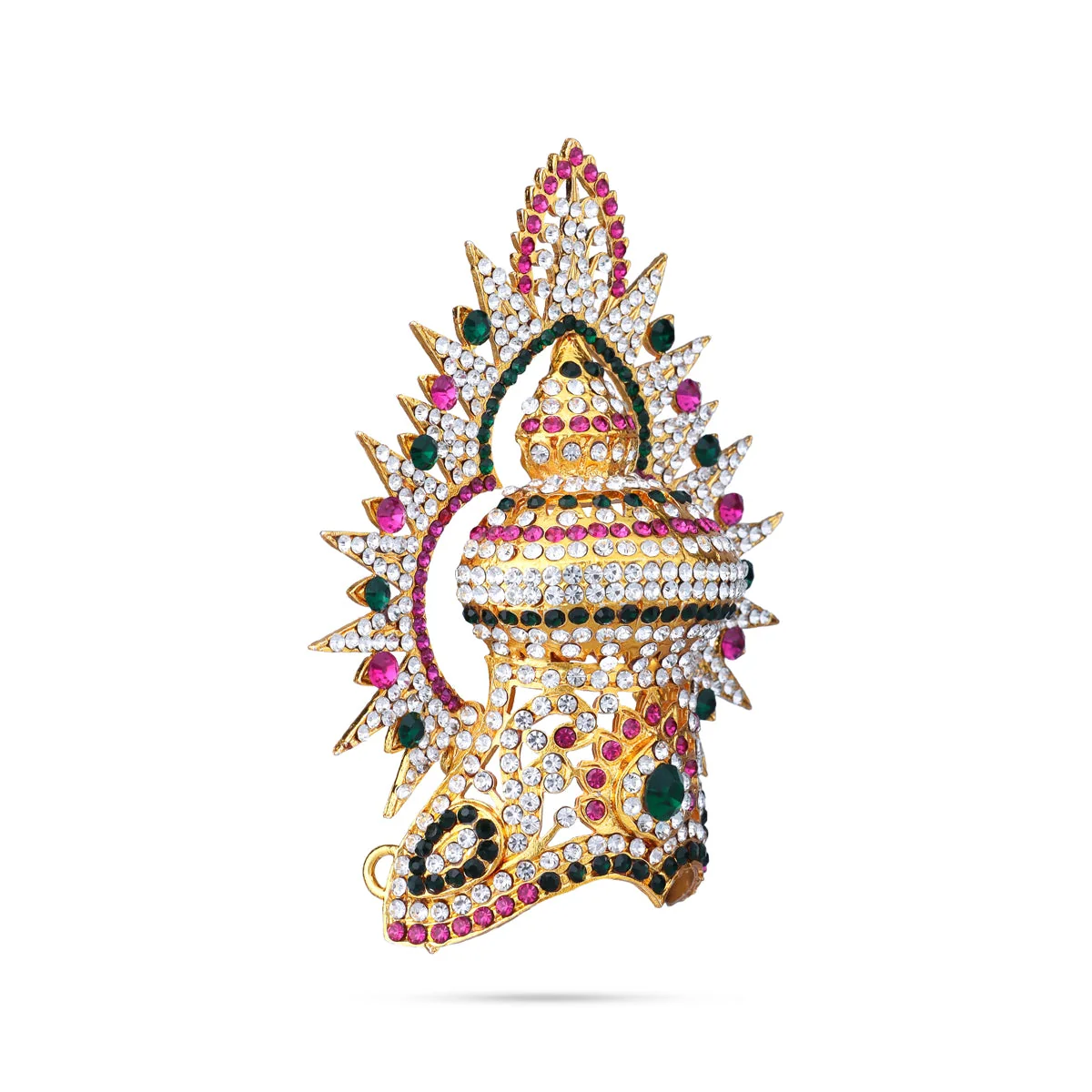 Half Stone Kireedam With Arch - 4.5 X 3.5 Inches | Multi Coloured Stone Mukut/ Kiridam/ Half Crown For Deity - Image 3