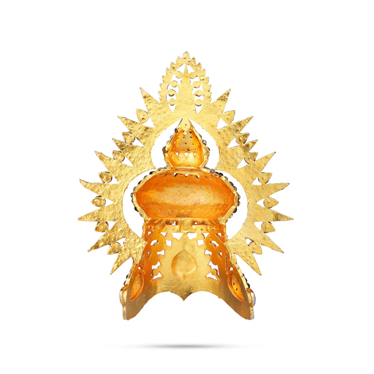 Half Stone Kireedam With Arch - 4.5 X 3.5 Inches | Multi Coloured Stone Mukut/ Kiridam/ Half Crown For Deity - Image 5