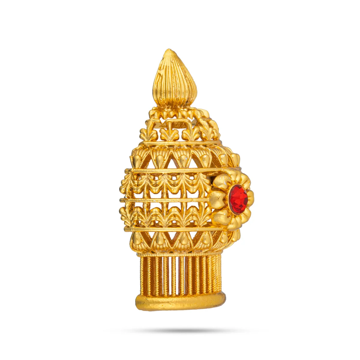 Half Vairamudi Crown - 1.75 X 1 Inches | Mukut/ Kiridam/ Gold Polish With Single Stone Kireedam For Deity - Image 5