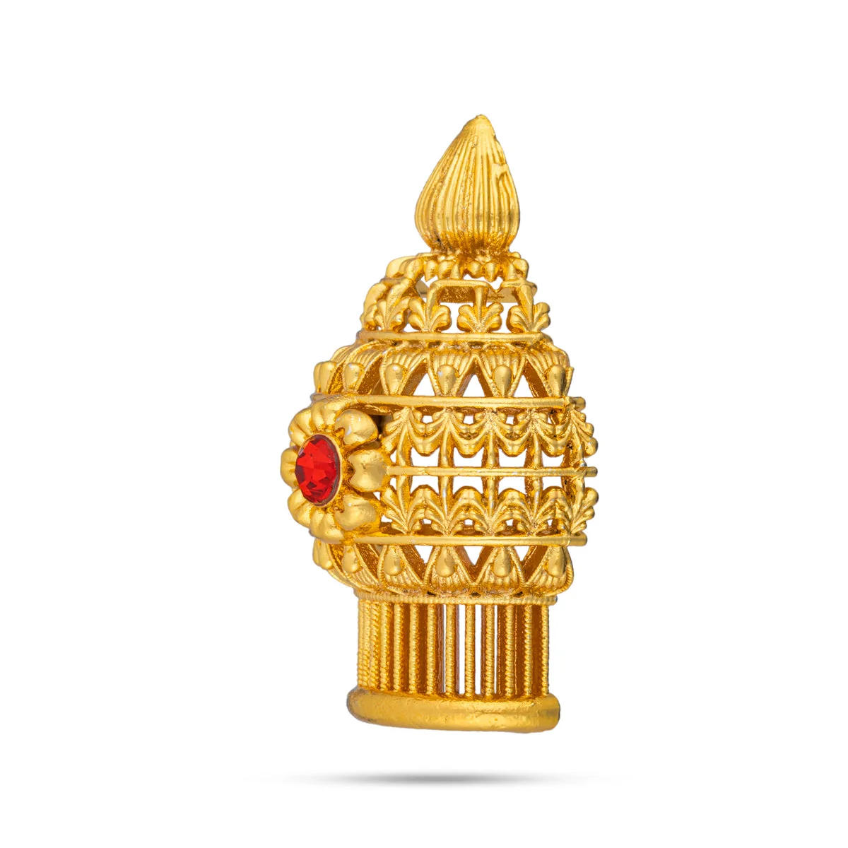 Half Vairamudi Crown - 1.75 X 1 Inches | Mukut/ Kiridam/ Gold Polish With Single Stone Kireedam For Deity - Image 6