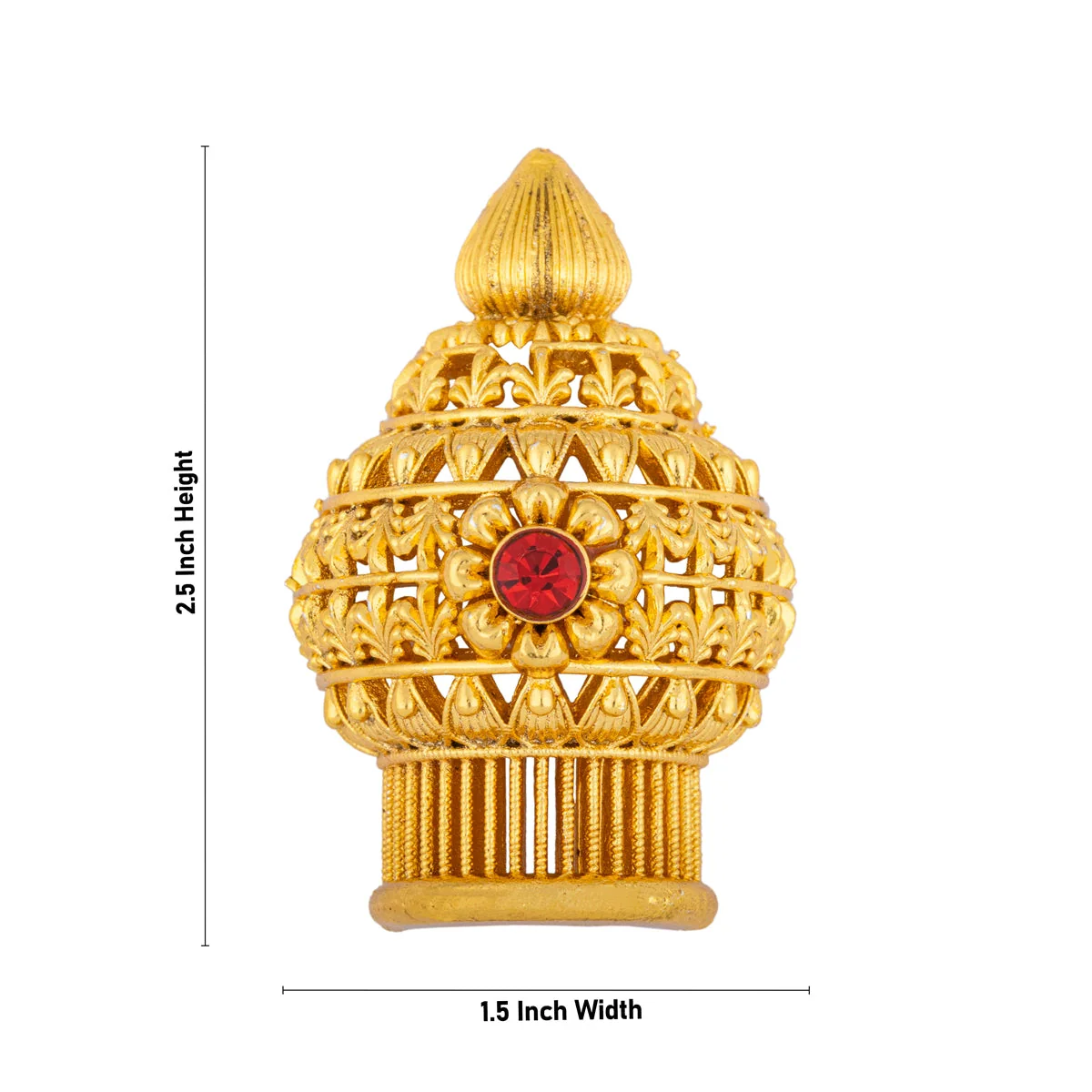 Half Vairamudi Crown- 2.5 X 1.5 Inches | Half Kireedam/ Half Kiridam/ Gold Polish Single Stone Crown For Deity - Image 2
