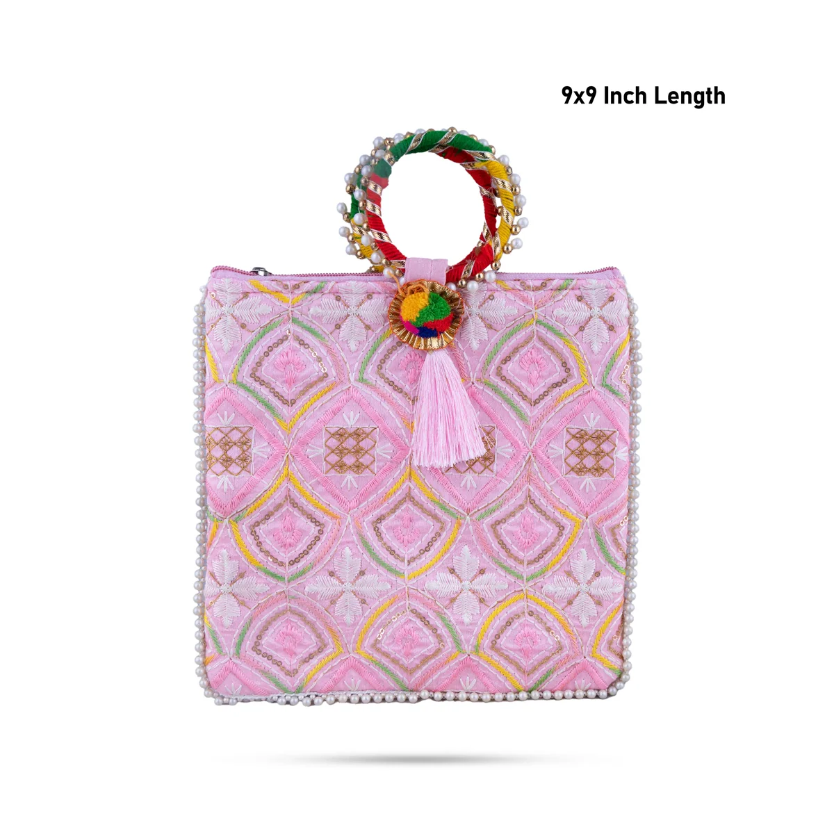 Ladies Hand Bag - 9 x 9 Inches | Handbag With Embroidery/ Womens Handbag/ 65 Gms/ Assorted Colours - Image 3