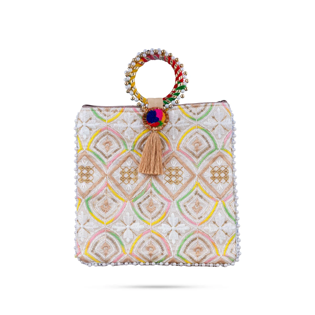 Ladies Hand Bag - 9 x 9 Inches | Handbag With Embroidery/ Womens Handbag/ 65 Gms/ Assorted Colours - Image 8