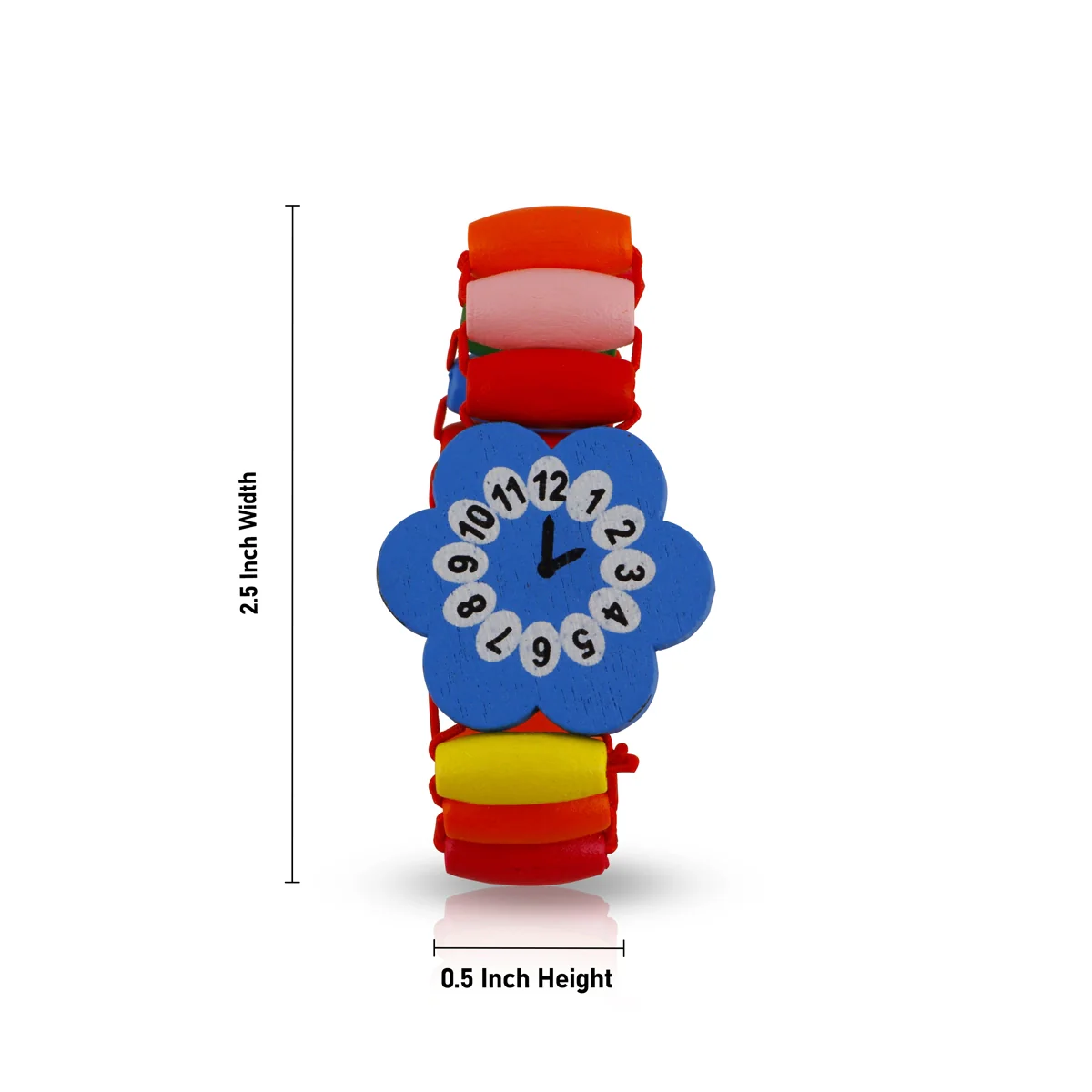Hand Band - 2.5 Inches Dia | Wooden Watch/ Flower Design Bracelet for Kids - Image 3