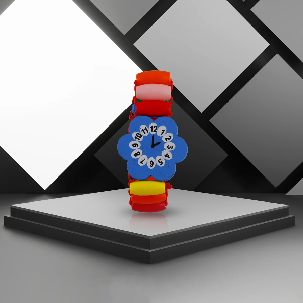 Hand Band - 2.5 Inches Dia | Wooden Watch/ Flower Design Bracelet for Kids - Image 4