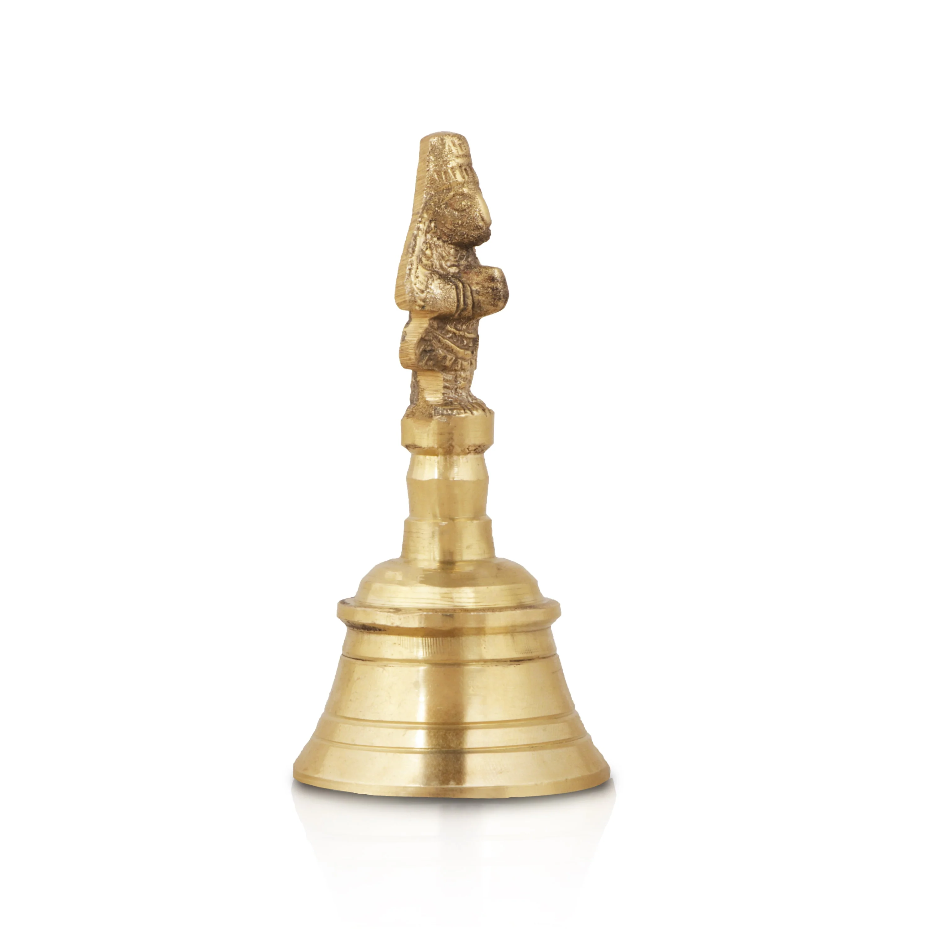 Hand Bell - 3.75 x 2 Inches | Hanuman Handle Brass Bell/ Ghanti/ Pooja Bell for Home - Image 3