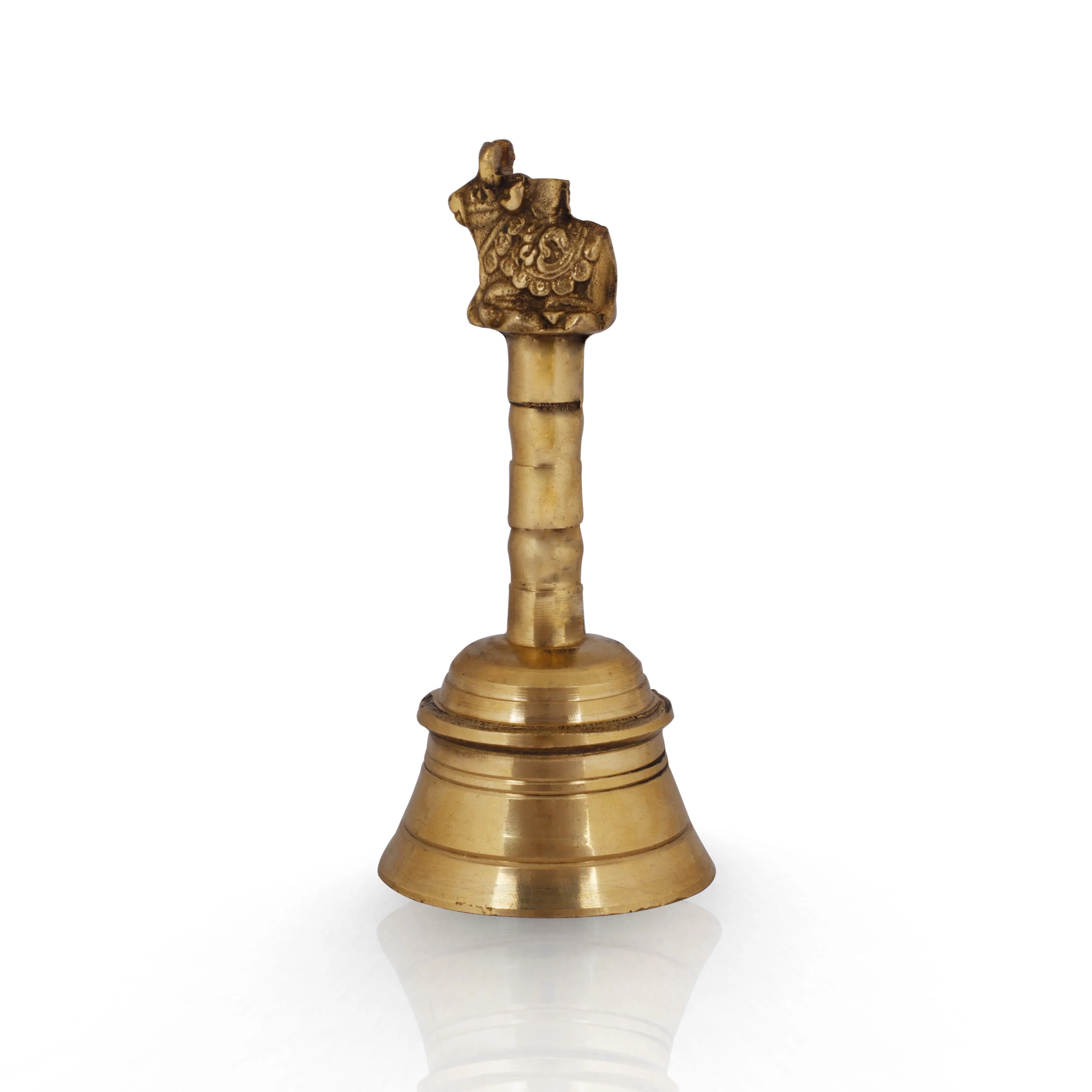 Hand Bell - 4.25 x 2 Inches | Nandi Handle Brass Bell/ Ghanti/ Pooja Bell for Home - Image 2