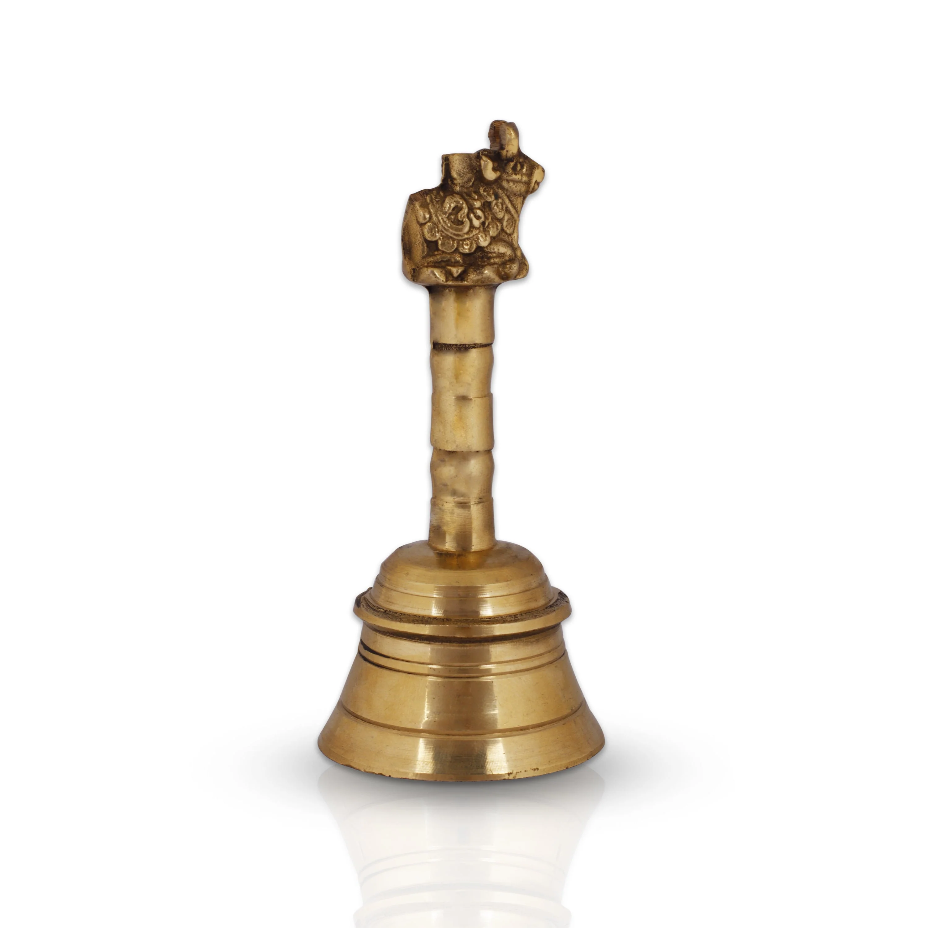 Hand Bell - 4.25 x 2 Inches | Nandi Handle Brass Bell/ Ghanti/ Pooja Bell for Home - Image 3