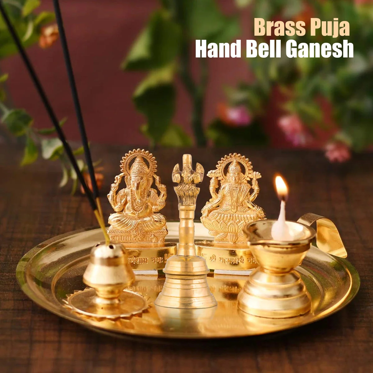 Hand Bell - 4.5 X 1 Inches | Ganesh Handle Ghanti/ Brass Puja Bell/ Temple Bell For Aarti & Pooja