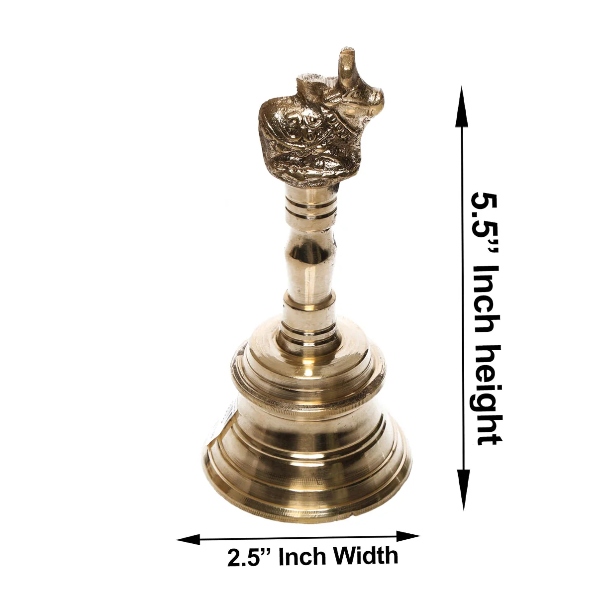 Hand Bell - 5.5 x 2.5 Inches | Nandi Handle Brass Bell/ Ghanti/ Pooja Bell for Home - Image 3