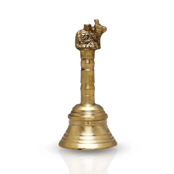 Hand Bell - 5 x 2.5 Inches | Nandi Handle Brass Bell/ Ghanti/ Pooja Bell for Home - Image 2