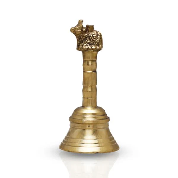 Hand Bell - 5 x 2.5 Inches | Nandi Handle Brass Bell/ Ghanti/ Pooja Bell for Home - Image 3