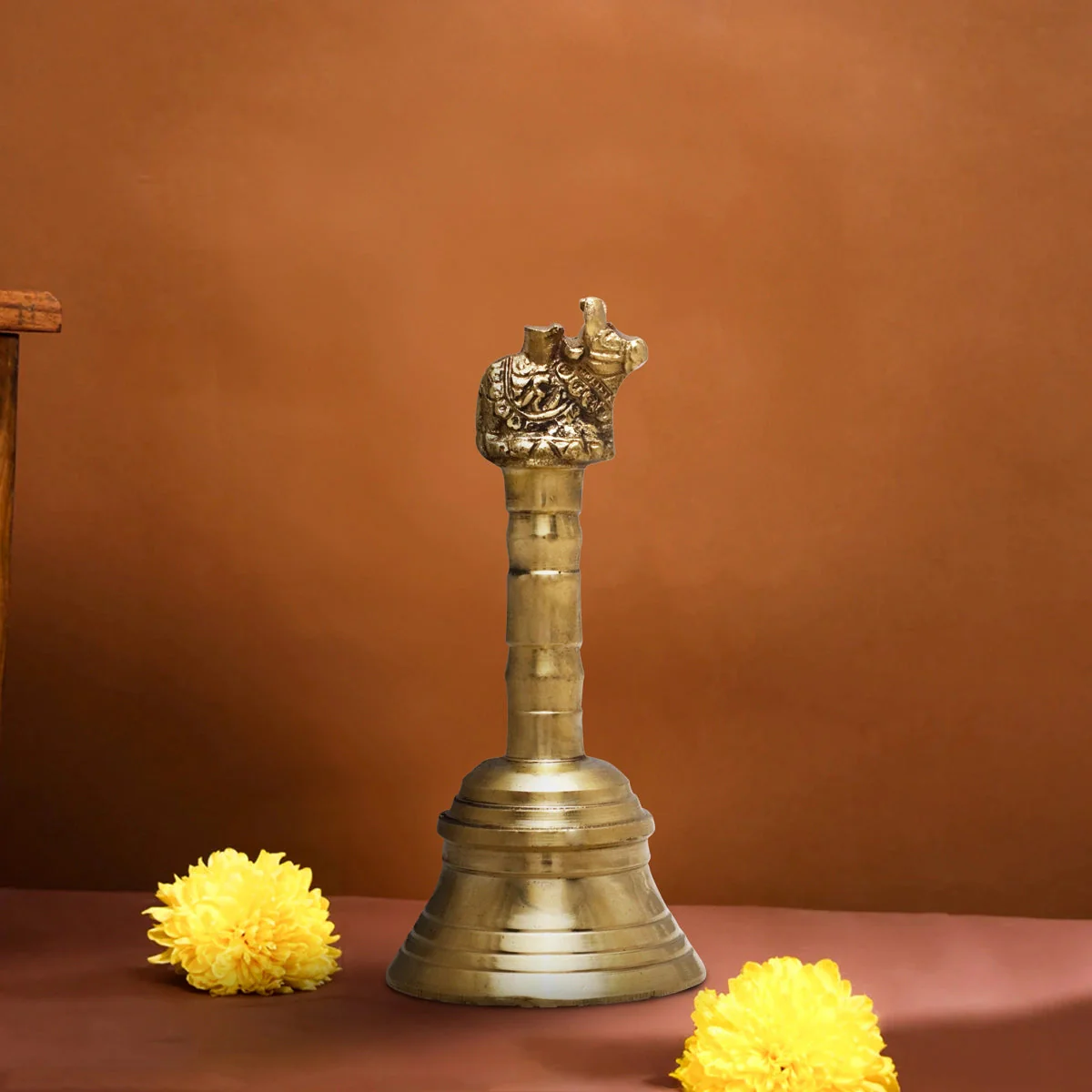 Hand Bell - 5 x 2.5 Inches | Nandi Handle Brass Bell/ Ghanti/ Pooja Bell for Home - Image 5