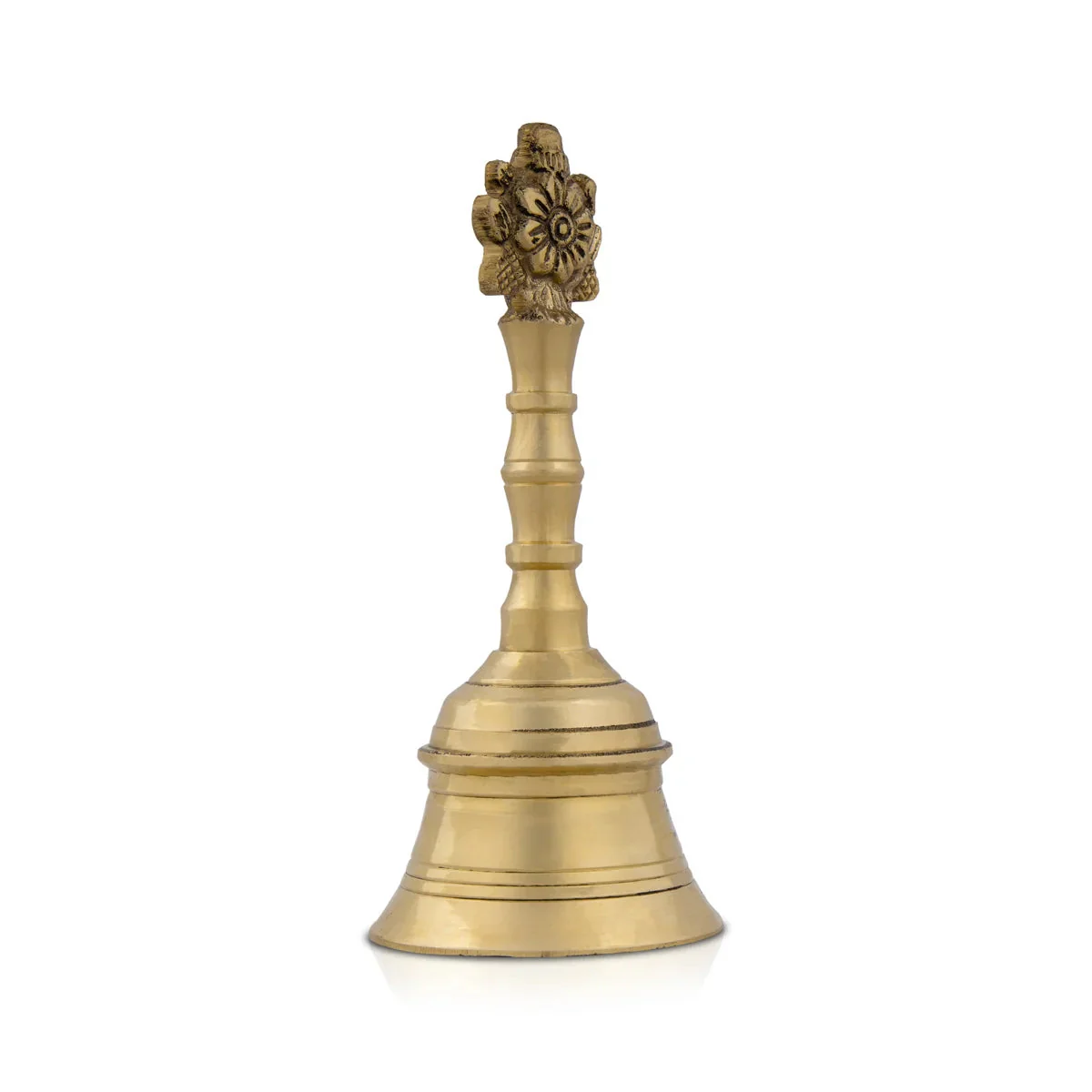 Hand Bell - 6.25 x 1.25 Inches | Shankh Chakra Handle Brass Bell/ Ghanti/ Pooja Bell for Home - Image 2