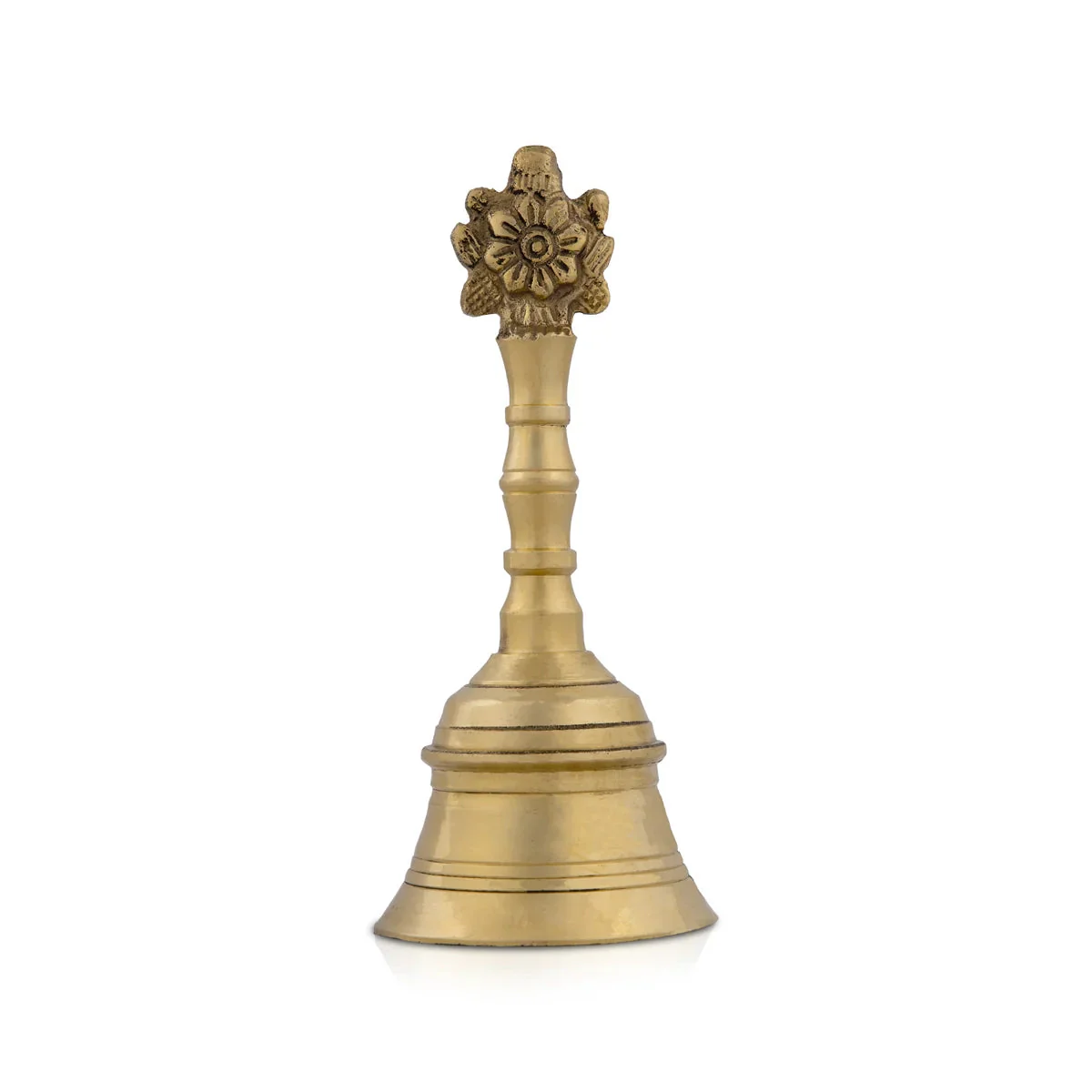 Hand Bell - 6.25 x 1.25 Inches | Shankh Chakra Handle Brass Bell/ Ghanti/ Pooja Bell for Home - Image 3