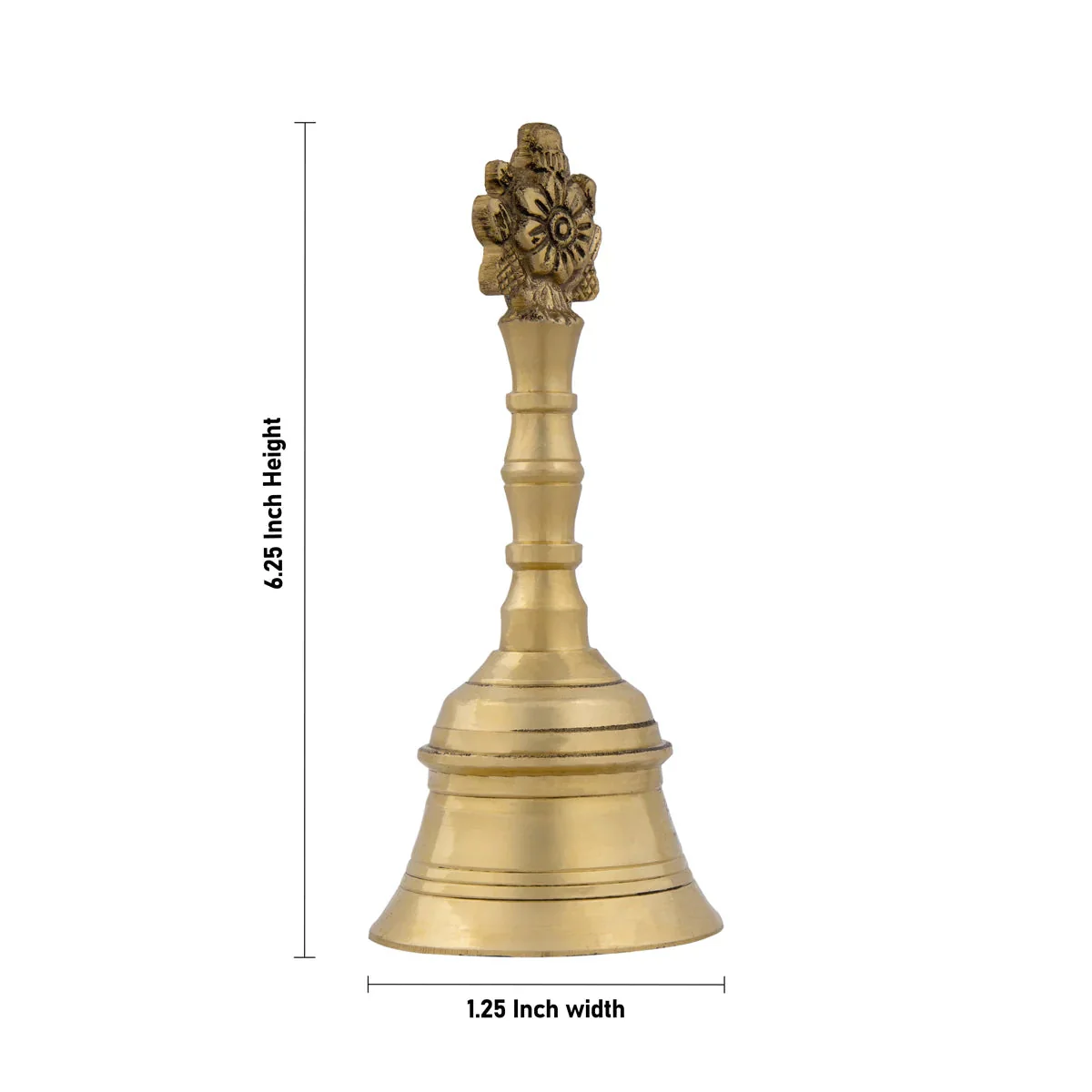 Hand Bell - 6.25 x 1.25 Inches | Shankh Chakra Handle Brass Bell/ Ghanti/ Pooja Bell for Home - Image 5