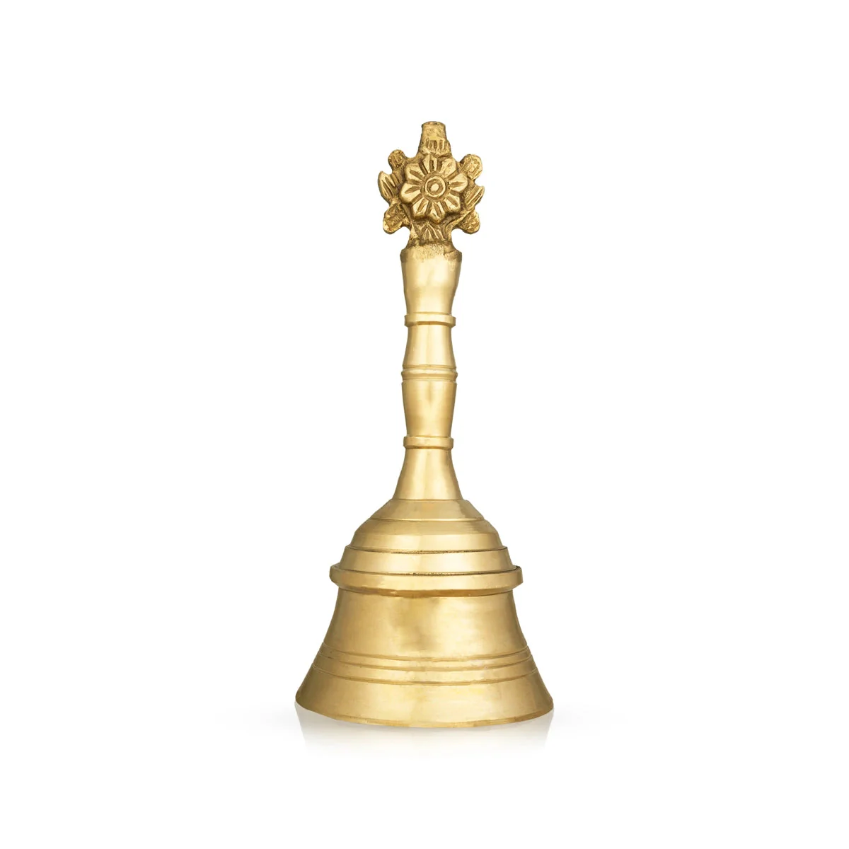 Hand Bell - 7 X 3 Inches | Shank Chakra Design Pooja Bell/ Brass Bell For Home - Image 2