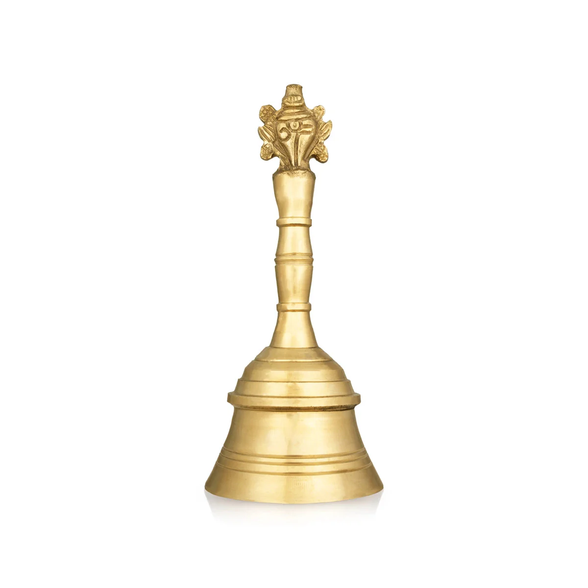 Hand Bell - 7 X 3 Inches | Shank Chakra Design Pooja Bell/ Brass Bell For Home - Image 3