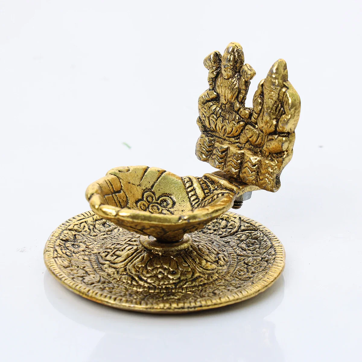 Hand Deep - 2.5 x 3 Inches | Aluminium Diya/ Lakshmi Ganesh with Lamp/ Vilakku for Pooja - Image 4